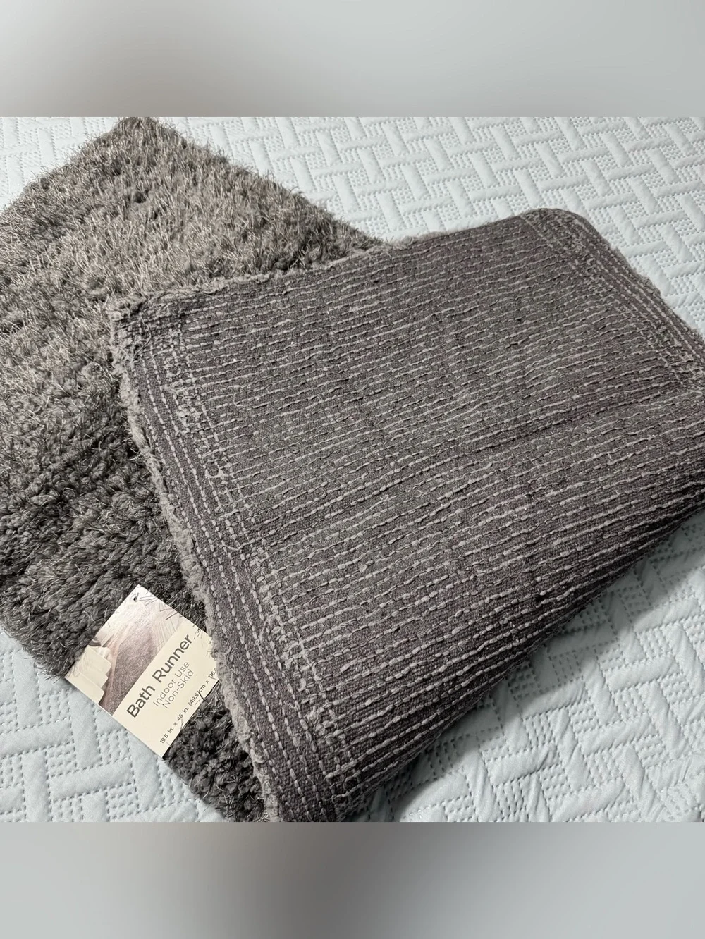 Nedia Home Shag Bath Runner Rug Non-Skid Microfiber Dark Gray 19.5 x 46 NWT